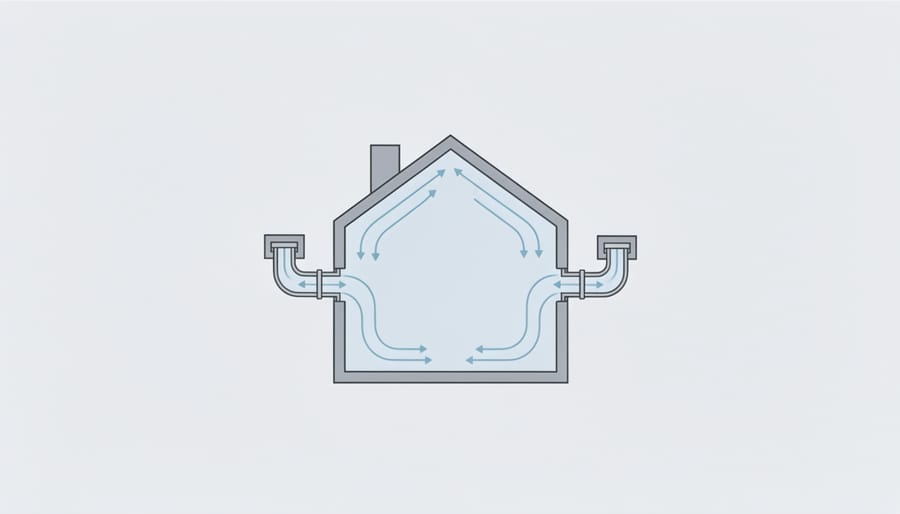 Close-up of sealed HVAC duct connection with secure fasteners in a mechanical room